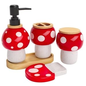 Mushroom Bathroom Decor Set NIB